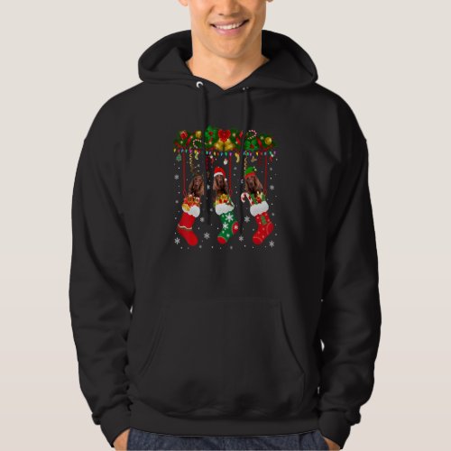 Irish Setter In Sock Xmas Reindeer Santa Elf Dog Hoodie