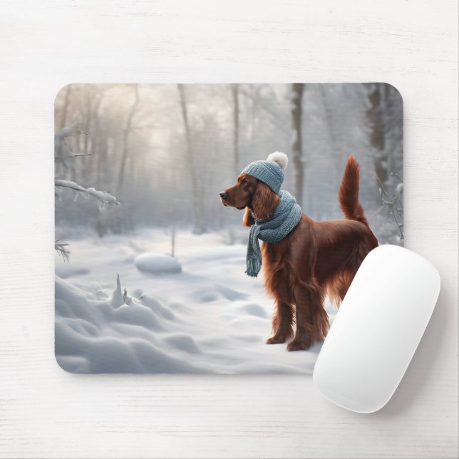 Irish Setter In Winter Woods Mouse Pad (With Mouse)