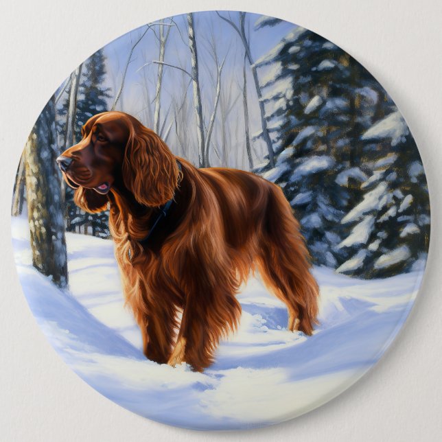 Irish Setter Let It Snow Christmas Button (Front)