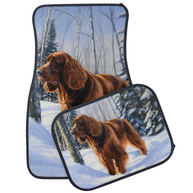 Irish Setter Let It Snow Christmas Car Floor Mat (Set)