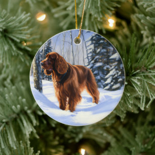 Irish Setter Let It Snow Christmas Ceramic Ornament