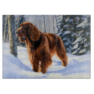 Irish Setter Let It Snow Christmas Cutting Board