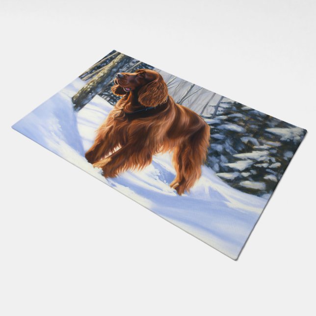 Irish Setter Let It Snow Christmas Doormat (Angled)