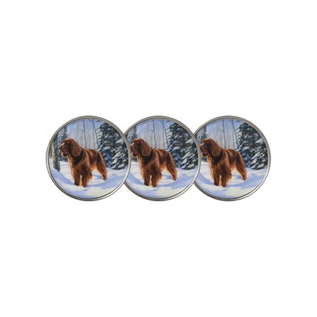 Irish Setter Let It Snow Christmas Golf Ball Marker (3 Up)