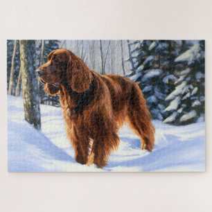 Irish Setter Let It Snow Christmas Jigsaw Puzzle