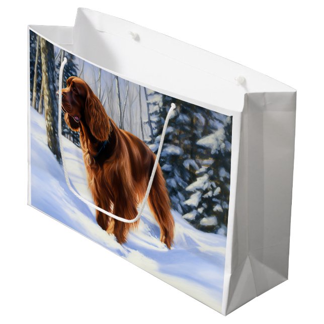 Irish Setter Let It Snow Christmas Large Gift Bag (Front Angled)
