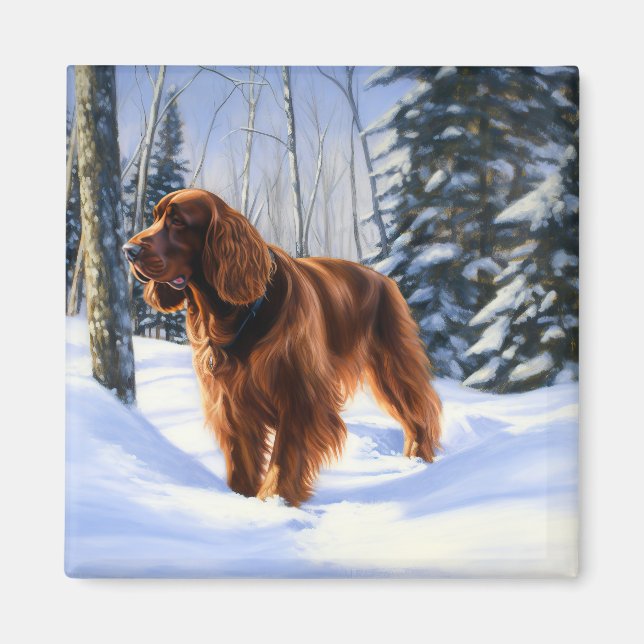 Irish Setter Let It Snow Christmas Magnet (Front)