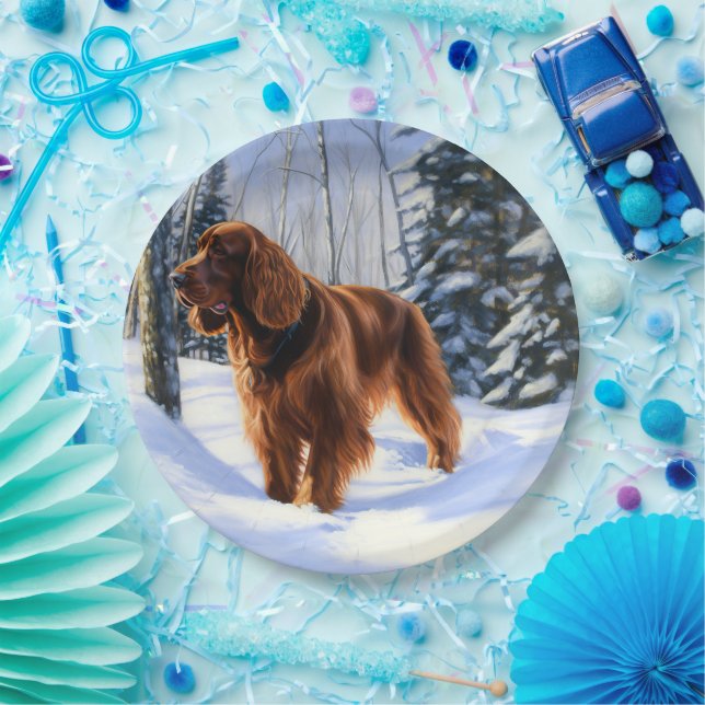 Irish Setter Let It Snow Christmas Paper Plates (Party)