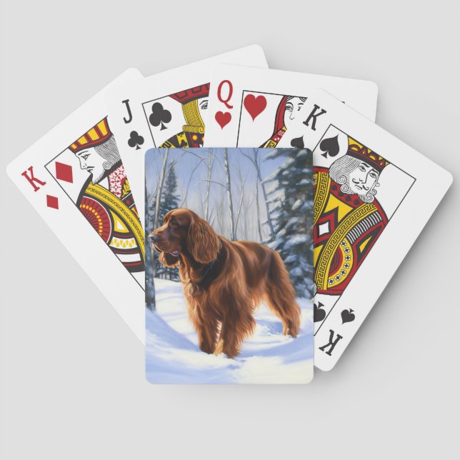 Irish Setter Let It Snow Christmas Poker Cards (Back)