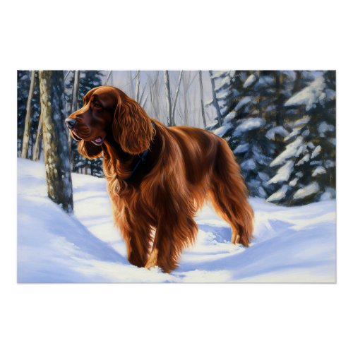 Irish Setter Let It Snow Christmas Poster