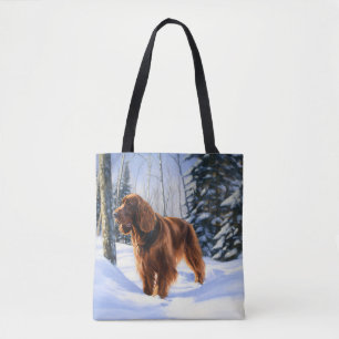 Irish Setter Let It Snow Christmas Tote Bag