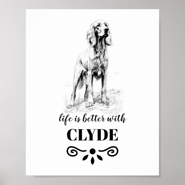 Irish Setter Life is better with Custom Dog Name Poster (Front)