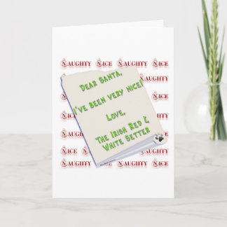 Irish Setter Naughty Nice Holiday Card