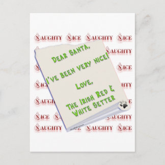 Irish Setter Naughty Nice Holiday Postcard