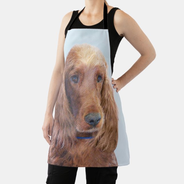 Irish Setter Painting - Cute Original Dog Art Apron (Insitu)