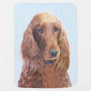 Irish Setter Painting - Cute Original Dog Art Baby Blanket