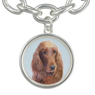 Irish Setter Painting - Cute Original Dog Art Bracelet