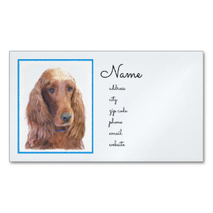 Irish Setter Painting - Cute Original Dog Art Business Card Magnet
