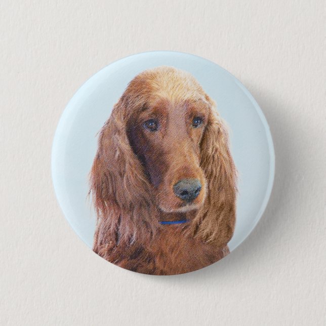 Irish Setter Painting - Cute Original Dog Art Button (Front)