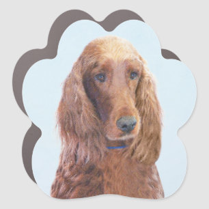 Irish Setter Painting - Cute Original Dog Art Car Magnet