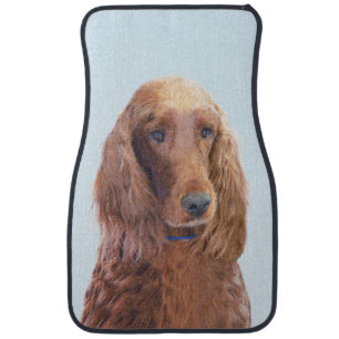 Irish Setter Painting - Cute Original Dog Art Car Mat