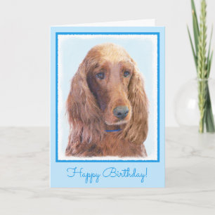 Irish Setter Painting - Cute Original Dog Art Card