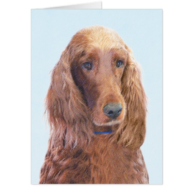 Irish Setter Painting - Cute Original Dog Art Card (Front)