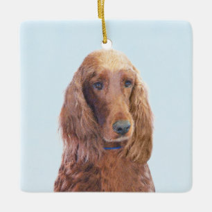 Irish Setter Painting - Cute Original Dog Art Ceramic Ornament