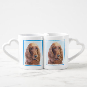 Irish Setter Painting - Cute Original Dog Art Coffee Mug Set