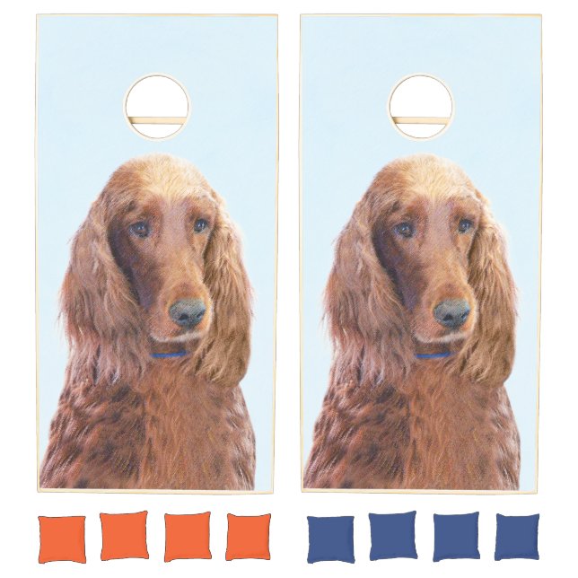 Irish Setter Painting - Cute Original Dog Art Cornhole Set (Set)