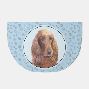 Irish Setter Painting - Cute Original Dog Art Doormat