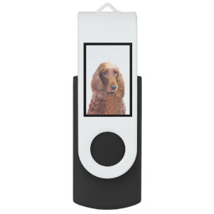 Irish Setter Painting - Cute Original Dog Art Flash Drive