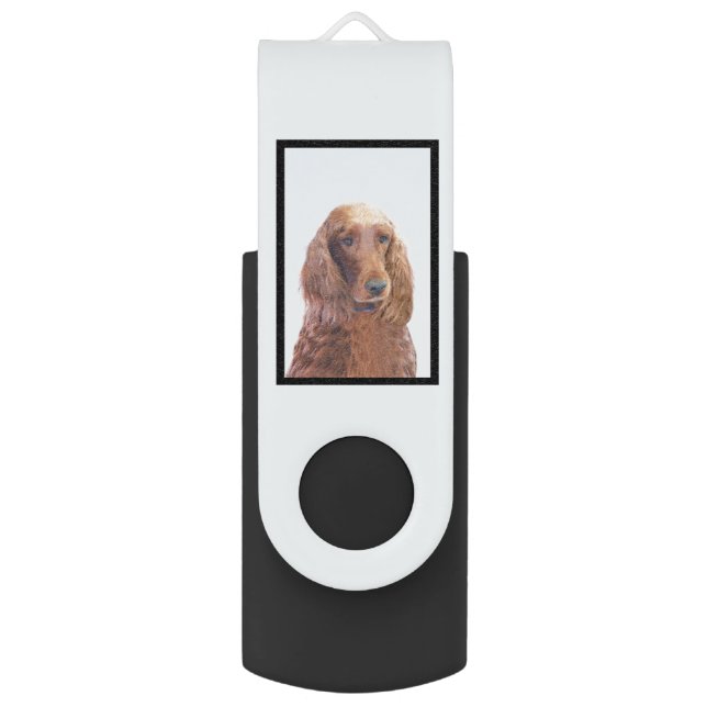 Irish Setter Painting - Cute Original Dog Art Flash Drive (Front Vertical)