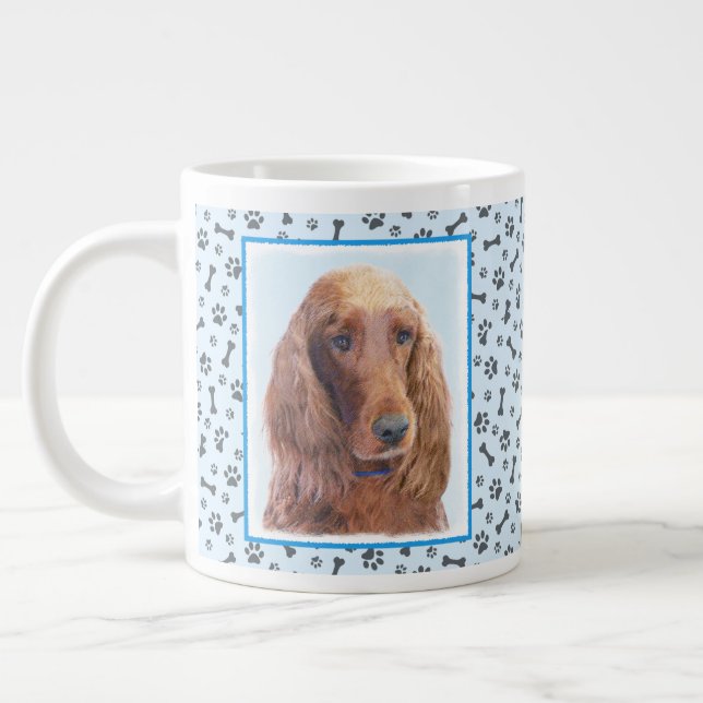 Irish Setter Painting - Cute Original Dog Art Giant Coffee Mug (Left)