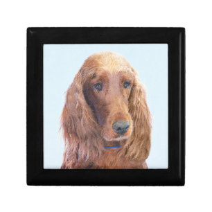 Irish Setter Painting - Cute Original Dog Art Gift Box
