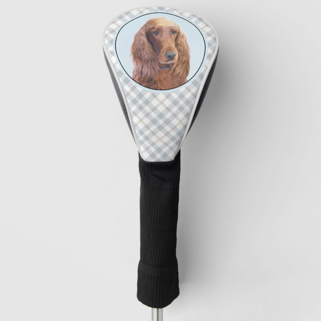 Irish Setter Painting - Cute Original Dog Art Golf Head Cover (Front)