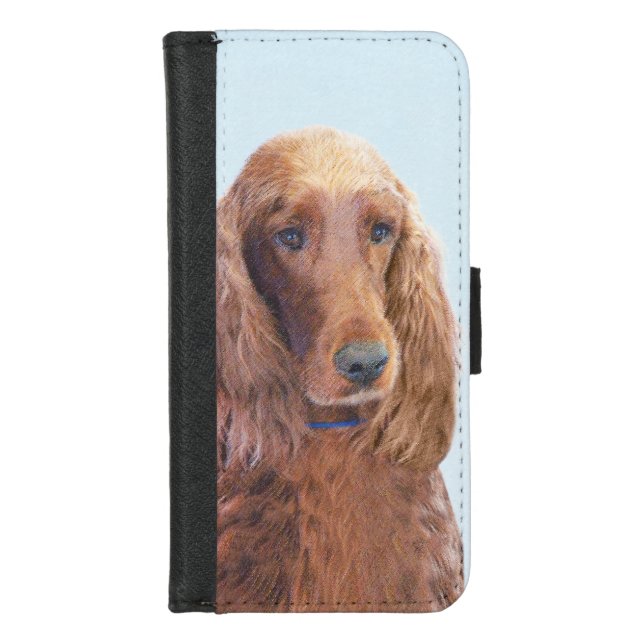Irish Setter Painting - Cute Original Dog Art iPhone Wallet Case (Front)