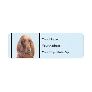 Irish Setter Painting - Cute Original Dog Art Label