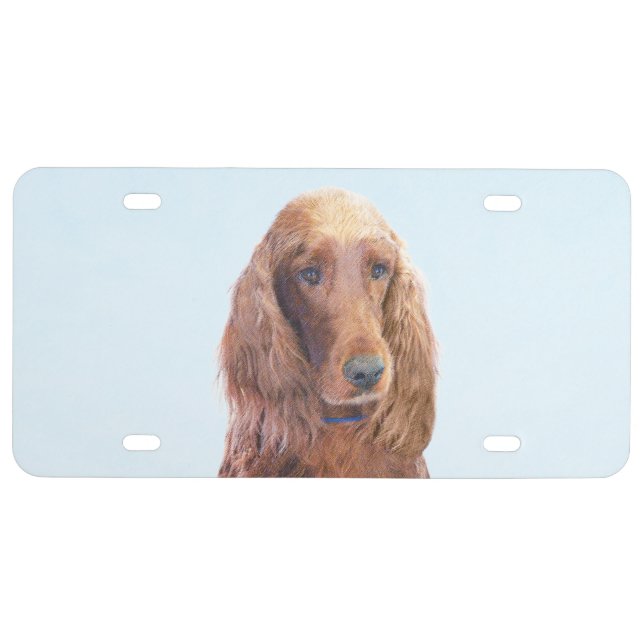 Irish Setter Painting - Cute Original Dog Art License Plate (Front)