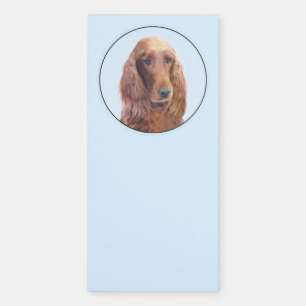 Irish Setter Painting - Cute Original Dog Art Magnetic Notepad