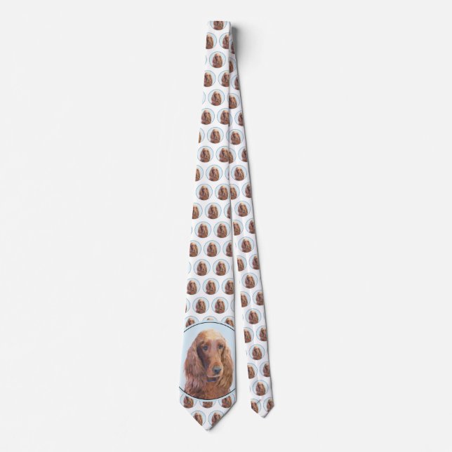 Irish Setter Painting - Cute Original Dog Art Neck Tie (Front)