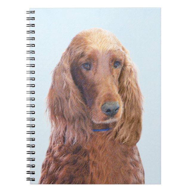Irish Setter Painting - Cute Original Dog Art Notebook (Front)
