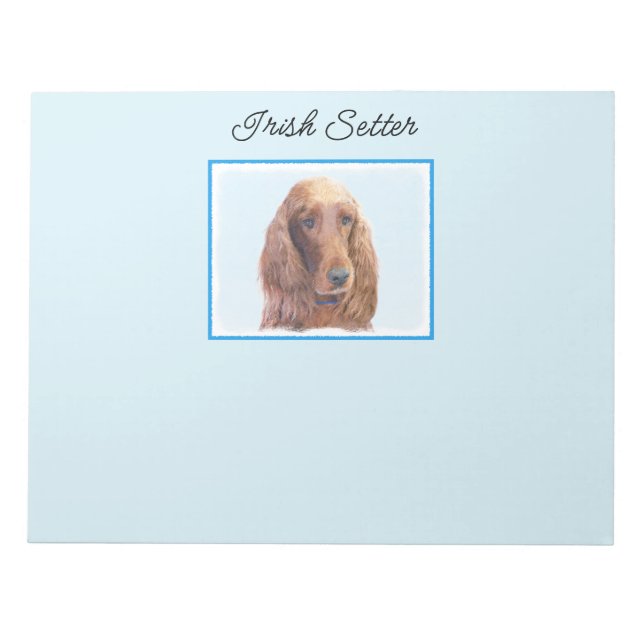 Irish Setter Painting - Cute Original Dog Art Notepad (Front)
