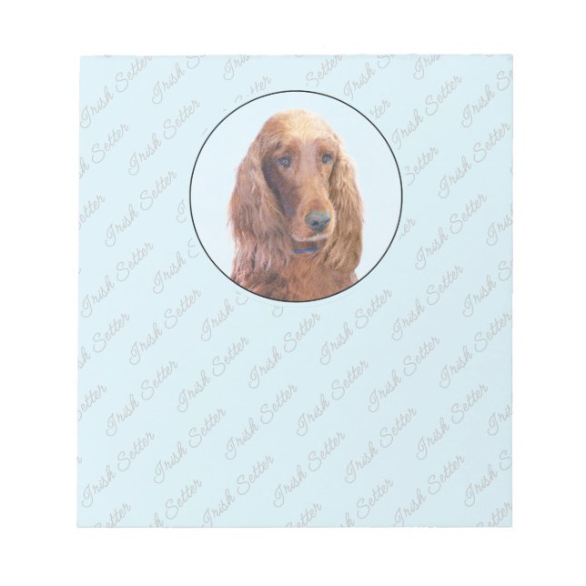 Irish Setter Painting - Cute Original Dog Art Notepad (Front)