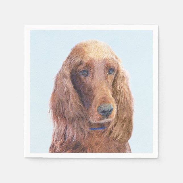 Irish Setter Painting - Cute Original Dog Art Paper Napkins (Front)
