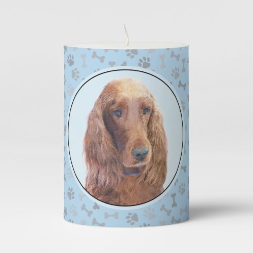 Irish Setter Painting _ Cute Original Dog Art Pillar Candle