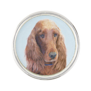 Irish Setter Painting - Cute Original Dog Art Pin
