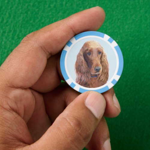 Irish Setter Painting _ Cute Original Dog Art Poker Chips