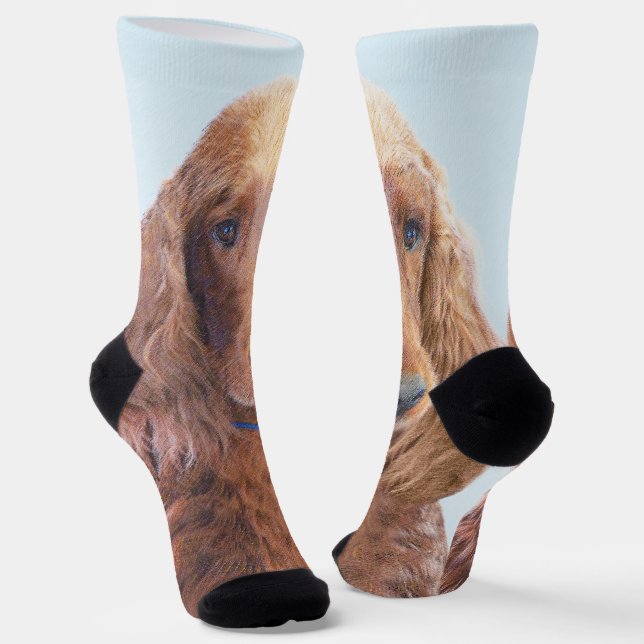 Irish Setter Painting - Cute Original Dog Art Socks (Angled)