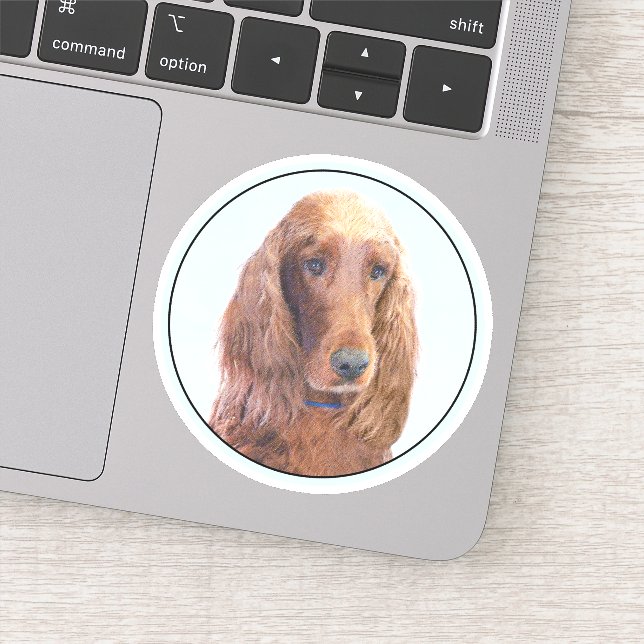 Irish Setter Painting - Cute Original Dog Art Sticker (Detail)